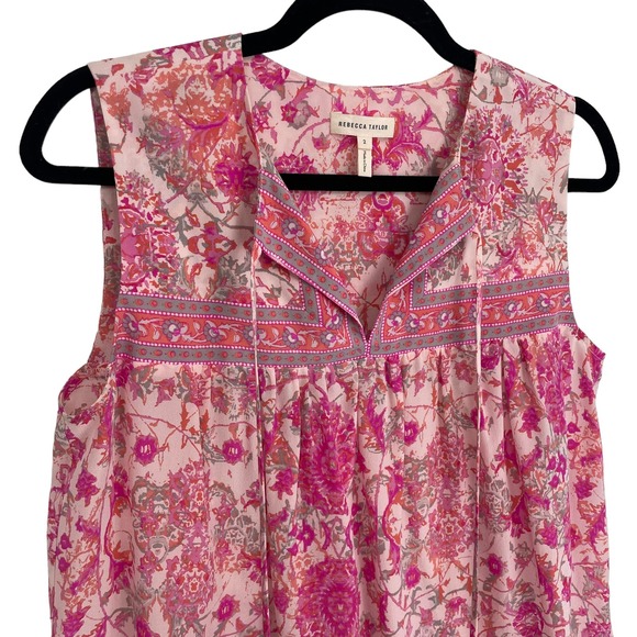 Rebecca Taylor Sleeveless 100% Silk Dreamweaver Top Powder Pink 2 - Picture 2 of 9